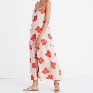 Madewell Morocco Red Floral Tan Stripe Maxi Dress